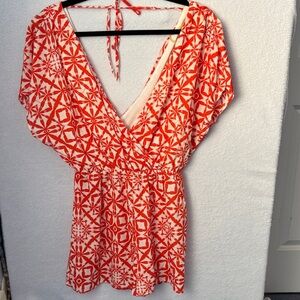 Charlotte Russe Red and White Patterned Garment